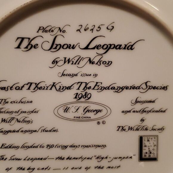 W.L. GEORGE COLLECTOR PLATE! "THE SNOW LEOPARD". PLATE No 2625G - Picture 4 of 6